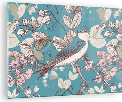 Produktbild von Bilder auf glas - Vogel Baum modern - 70x50cm - Glasbilder - Wandbilder - Kunstdruck - zum Aufhängen bereit - Wanddekoration aus Glas - Glas Bilder - Wandbild auf Glas - Einteilig - GAA70x50-3585