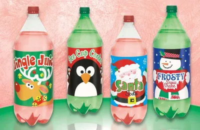 Produktbild von 4 große Flaschen Etiketten mit Weihnachts Motiven