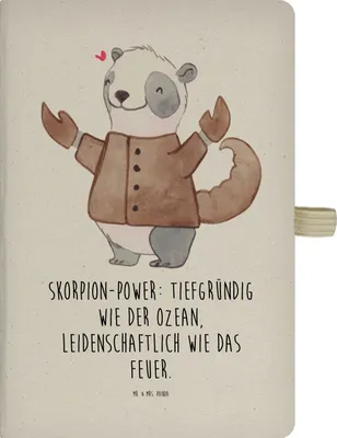 Produktbild von Mr. & Mrs. Panda A5 Heft Skorpion Astrologie - Transparent - Geschenk, notizbuch, Geburtstagsgeschenk, Tierkreiszeichen, Notizheft, Tagebuch, Sternzeichen, Hardcover