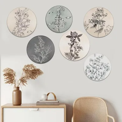Obrázek produktu pro Boho dřevěná nástěnná dekorace - minimalistické umění na zeď - 1 kus - přírodní dřevo - kulaté