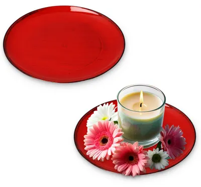 Immagine prodotto di Set di 2 piatti decorativi da 28 cm in rosso e nero per interni ed esterni