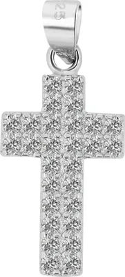 Produktbild von 925er Echt Silber Kreuz Anhänger "Thesaly", Zirkoniabesatz, rhodiniert