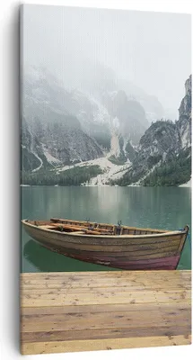 Produktbild von Bild auf Leinwand - Leinwandbild - Berge See Boot - 55x100cm - Wand Bild - Wanddeko - Wandbilder - Leinwanddruck - Bilder - Kunstdruck - Wanddekoration - Leinwand bilder - Wandkunst - PA55x100-3978
