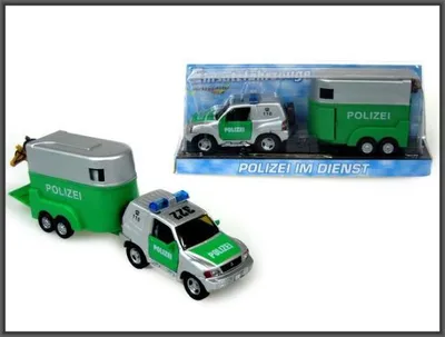 Zdjęcie produktu dla Auto Metalowe Policja Z Przyczepą Pod Kloszem Hipo