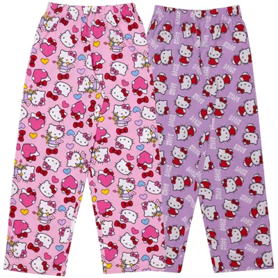 Produktbild von Hello Kitty Damen-Schlafanzughose, 100% Baumwolle, 2er-Pack, Rosa, Größe 40/42