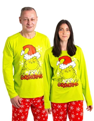 Produktbild von The Grinch Schlafanzug für Damen und Herren - Pyjama Set Langarm Oberteil mit Hose Grün/Rot XXL