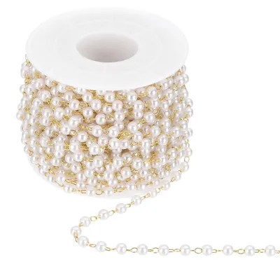 Perlenkette 10 m, 4 mm, Imitatgold, für DIY-Schmuck
