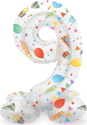 Produktbild von Stehender Zahl 9 Partytime Ballon 72cm