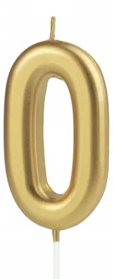 Produktbild von PartyPal Kerze Zahl 0 Gold Geburtstag 7 cm