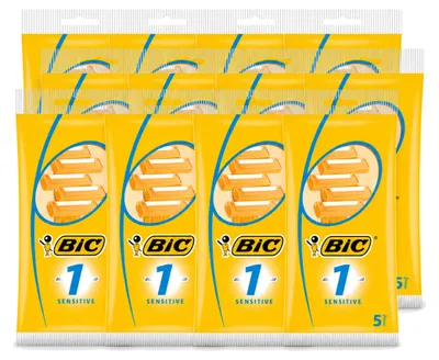 Imagen del producto de 12 maquinillas de afeitar desechables Bic 1 Sensitive para hombres - Paquete económico - 12 unidades