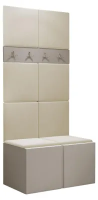 Produktbild von MIRJAN24 Garderoben-Set Orion IV, Garderobe mit Sitzbank mit 8 x Wandpanel 42x42 (Farbe: Cashmere, Polo 872)