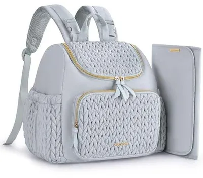 Produktbild von Famanu Wickeltasche Rucksack mit isolierten Fächern und Wickelunterlage - Grau