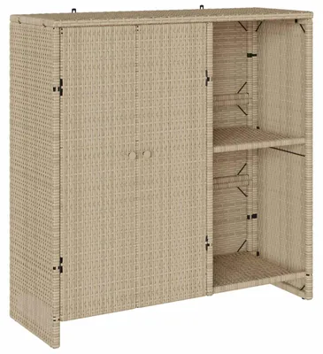 Produktbild von Aufbewahrungsschrank mit Regal - Beige Rattan 100 x 36 x 102 cm