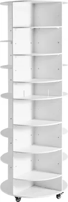 Produktbild von SucceBuy Schuhregal für 28 Paar Schuhe (7 Ebenen), 360° drehbar, rollbare Schuhaufbewahrung, Schuhablage für Schlafzimmer, Wohnzimmer und Eingangsbereich, Weiß 588 x 588 x 1646 mm