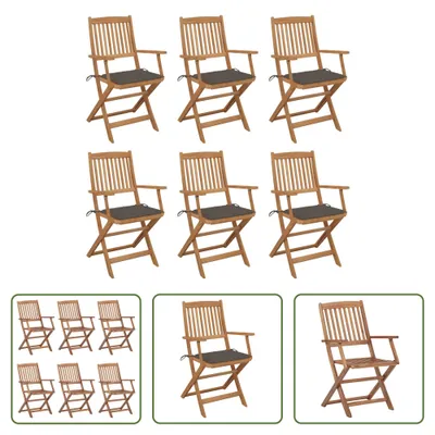 Produktbild von The Living Store Klappbare Gartenstühle 6 Stk. mit Kissen Massivholz Akazie