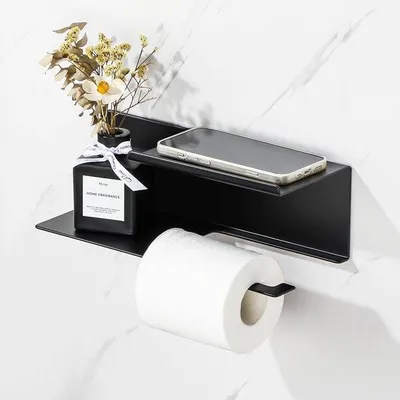 Immagine prodotto di Portarotolo con bracci Portarotolo senza foratura Portarotolo nero Portarotolo con 2 bracci Portarotolo autoadesivo