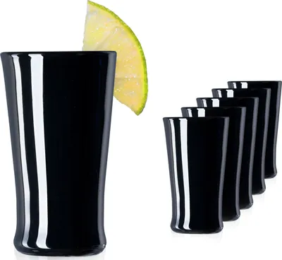 Produktbild von PLATINUX Schwarze Shotgläser aus Glas Set 6 Teilig Pinnchen Wodkagläser Schnapsglas Tequilagläser 20ml (max. 30ml)