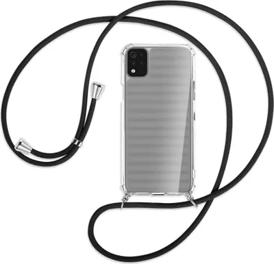Produktbild von Handykette Backcover-Schutzhülle mit Band (Metall silberfarben) für LG K42 LM-K420 - schwarz