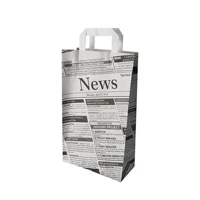 Produktbild von Papstar Papiertüten 36 x 22 x 10 cm "Newsprint" mit Tragegriff 8 x 50 Stück