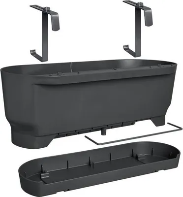Image de Jardinière Balconnière Elho Greenville Easy Balcony, 52 cm, Living Noir, 52 x 21.2 x 19.4 cm, 15 L