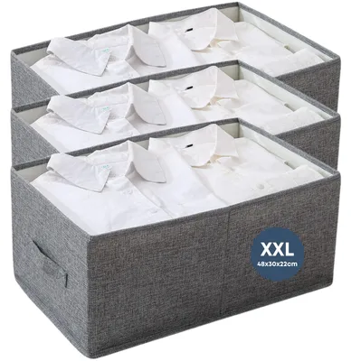 Kastorganizer XL 48x30x20 cm, 3er Set, stapelbare Aufbewahrungsboxen