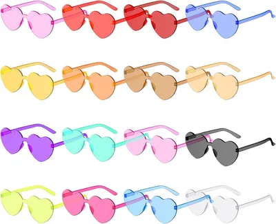 Produktbild von 16 Brillen Herz-Sonnenbrillen für Damen 16 Farben Randlose Herzförmige Sonnenbrille Transparente Bonbonfarbene Herzbrille für Partygeschenke
