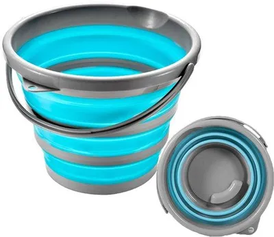 Immagine prodotto di Secchio pieghevole in silicone Unyqoos® da 10 litri – si ripiega fino a 5 cm, realizzato in PP e PTE, compatto per campeggio, viaggi e uso domestico