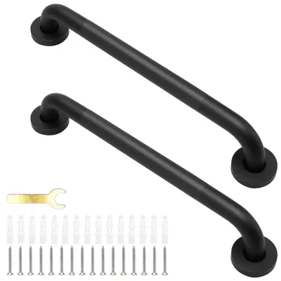 Produktbild von SINJEUN 2 Stück Badezimmer-Haltegriff, 40 cm, rutschfester Edelstahl-Duschhandlauf, schwarzer Sicherheits-Haltegriff für Badewanne, Schlafzimmer, Dusche, Küche, Innen- und Außenbereich