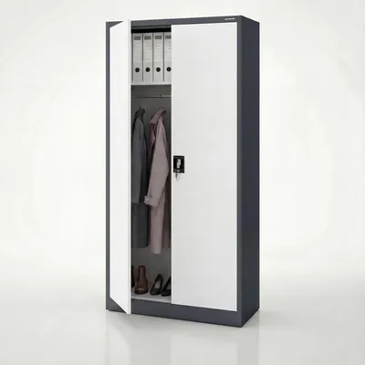 Produktbild von Metallschrank Aktenschrank Werkzeugschrank Umkleideschrank Spind Flügeltüren Kleiderstange Pulverbeschichtung Abschließbar 185x90x45 cm anthrazit-weiß