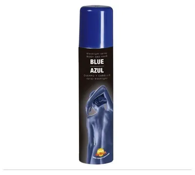 Productafbeelding van Halloween lichaamsspray, creatieve feestkleuren, geschikt voor haar en gezicht, werkt goed onder zwart licht. Kleur: blauw