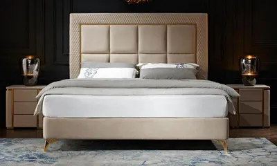 Produktbild von Bett 2x Nachttisch 3tlg. Schlafzimmer Set Design Luxus Schlafzimmer Komplett Neu