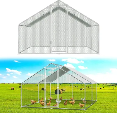 Obrázek produktu pro Aopunly 3x4x2m venkovní kurník střecha kurníku drůbežárna pozinkovaný ocelový rám s PE pro kuřata, drůbežárny, malá zvířata