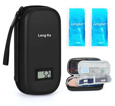 Image de Poche pour stylo à insuline avec 2 packs de gel réfrigérant TSA, sac isotherme pour médicaments, noir