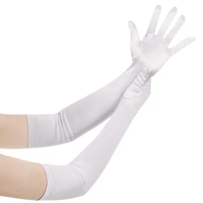 Obrázek produktu pro FAYAHAR 1 pár dlouhých bílých rukavic, saténové rukavice pro dámy, 53 cm