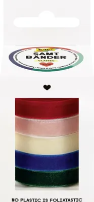 Produktbild von folia Samtbänder-Set CLASSIC farbig sortiert 5 Bänder á 2 Meter