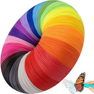 Produktbild von 3D-Stift-Nachfüllungen - PLA-Filament 1,75 mm - 100 Meter - Umweltfreundlich, ungiftig, biologisch abbaubar – Universelle Nachfüllung – Passend für fast alle 3D-Stifte – 20 zufällige Farben
