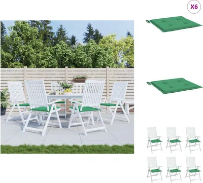 Zdjęcie produktu dla vidaXL Poduszki na krzesła ogrodowe 6 szt. Zielona tkanina Oxford 40x40x3 cm - Poduszka na siedzisko