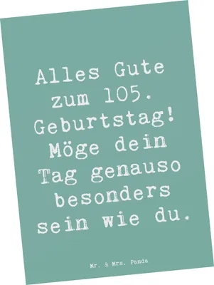 Produktbild von Mr. & Mrs. Panda Postkarte Spruch 105. Geburtstag - Meeresbrise - Geschenk, Geburtstagsspruch, Postkarten, alles Gute zum, besondere Momente, Fotokarte, Ansichtskarten