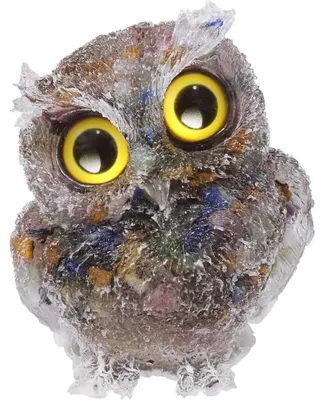 Zdjęcie produktu dla Figurka sowy, dekoracja, żywica, kryształ, kamień leczniczy, wielokolorowa, 7,5 x 6 x 5 cm