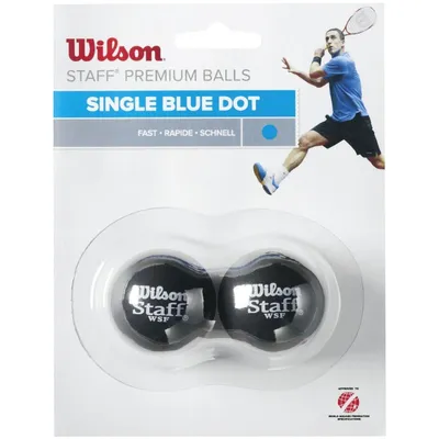 Produktbild von Wilson Staff Squash Blue Dot 2 Pack Ball WRT617500, Squash-Bälle, Unisex, Schwarz, Größe: One size
