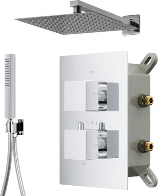 Produktbild von BADLAND Komplettes Duschsystem Thermostatisch ANGO Unterputz Armatur Wasserhahn mit Kopfbrause in Chrom
