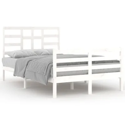 Image de vidaXL Lit en bois massif blanc 120x200 cm
