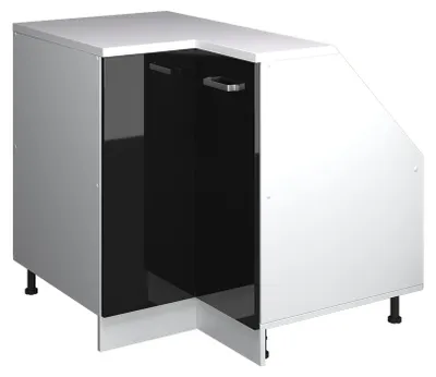 Produktbild von Eck-Küchenschrank für Dachschrägen Vicco R-Line Schwarz Hochglanz 75.6 cm mit 1 Tür, Schrankkorpus 60 cm Tiefe, Model 60205