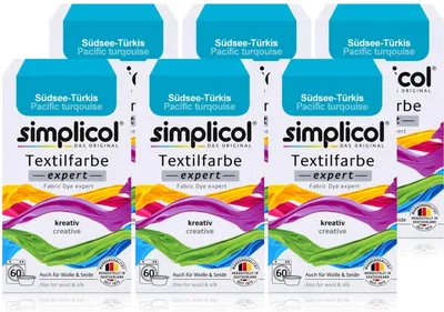 Produktbild von Simplicol Textilfarbe expert Südsee-Türkis 150g - Farbe zum Färben (6er Pack)