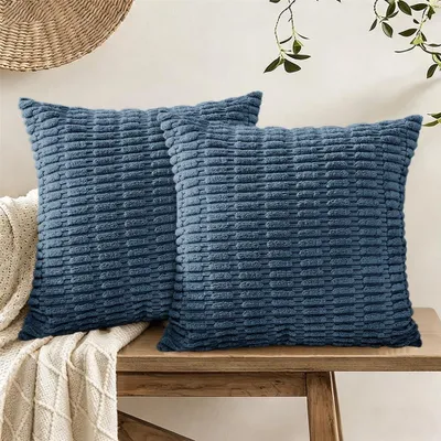 Cord-Kissenbezüge, 2er-Set, 45x45 cm, Blau