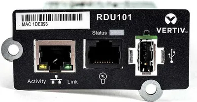 Image de Vertiv Liebert IntelliSlot RDU101 - Carte réseau | Surveillance à distance du centre de données | Adaptateur | 10 Mb LAN/100 Mb LAN | SNMP | Interface USB - IntelliSlot - 1 x réseau (RJ-45) port/ports - noir