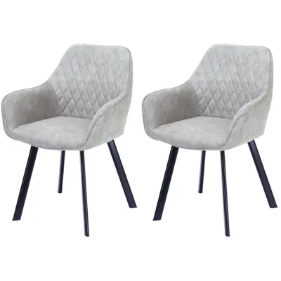 Zdjęcie produktu dla Krzesło do jadalni Casa Dolce ORTEGIA, jasnoszare, zestaw 2 sztuk, 61x68x82 cm, meble do jadalni, tapicerowane, metalowe nogi, nośność 120 kg