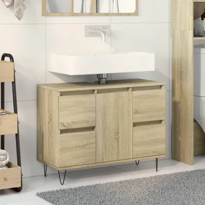 Immagine prodotto di Maison Exclusive - Mobile bagno in rovere Sonoma 80x33x60 cm Materiale ligneo