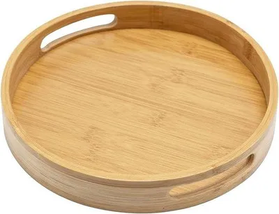 Produktbild von Naturholz-Serviertisch mit Holgriffen - 30 cm