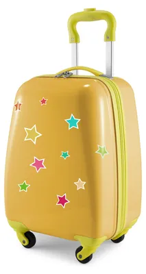 Immagine prodotto di HAUPTSTADTKOFFER - Per bambini - Valigia per bambini con ruote, piccolo trolley con stelle adesive riflettenti, regali per bambini, trolley per bambini 24 L,giallo